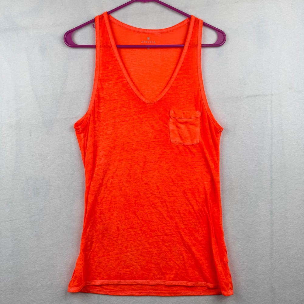 Athleta Women's XS‎ Tank Top V-Neck Pocket Sleeveless Orange Casual Activewear